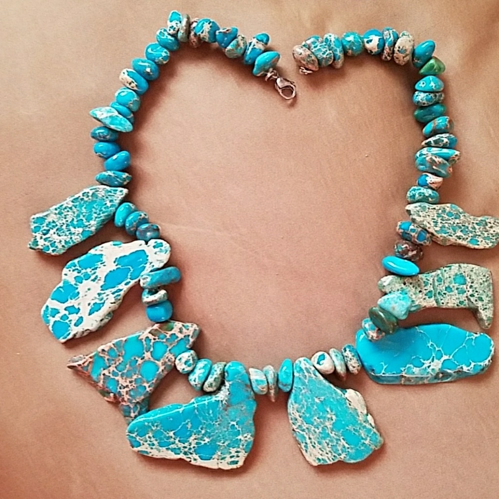 Bold style, colored jasper necklace